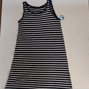 Eileen Fisher Striped Nautical Midi Dress 100% Organic Cotton Minimalist Summer